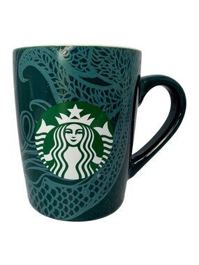 Starbucks Siren Scale Mug Green Embossed Mermaid Coffee Cup